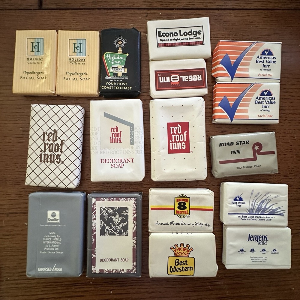 Vintage Motel Hotel Soap Lot 17 Bars - Retro Red Roof Inn Holiday Inn Super 8
